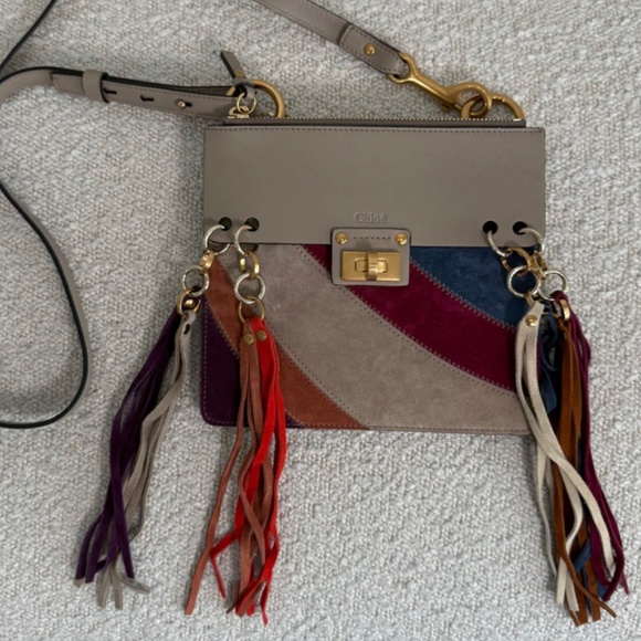 Chloé Jane Small Tassel-Trim Leather Crossbody Bag - Picture 1 of 16